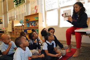 Teacher with students 